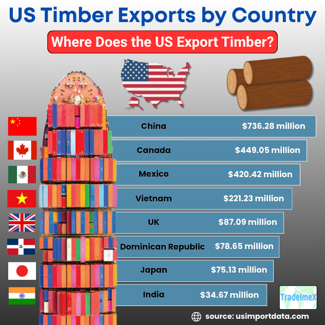 Top US Timber Export Destinations in 2024-25