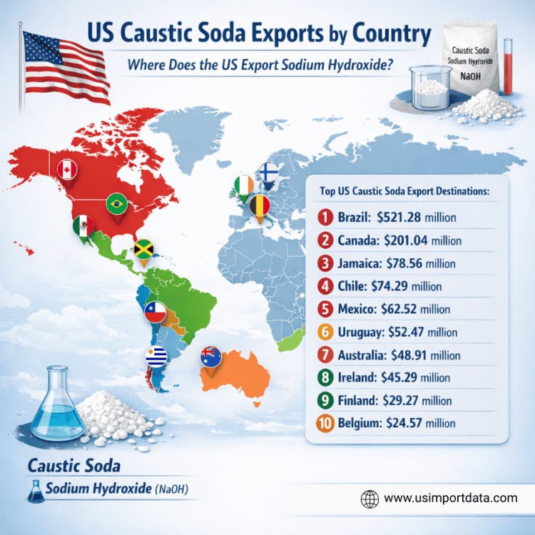 US Caustic Soda Exports by Country: Where Does the US Export Sodium Hydroxide