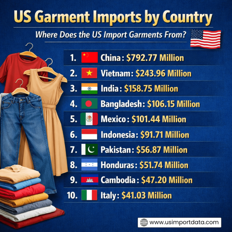 US Garment Imports by Country | Where does the US import garments from?